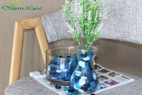 Flat Marble Vase Filler blue mix