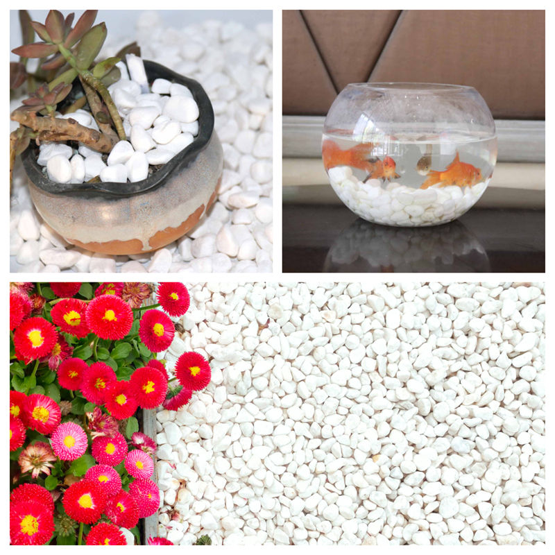 Tumbled Snow White Pebbles for Landscaping